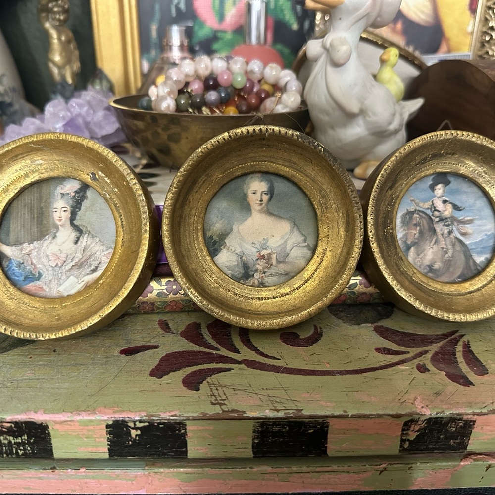 Elegant Gold Framed Miniature Portrait Set